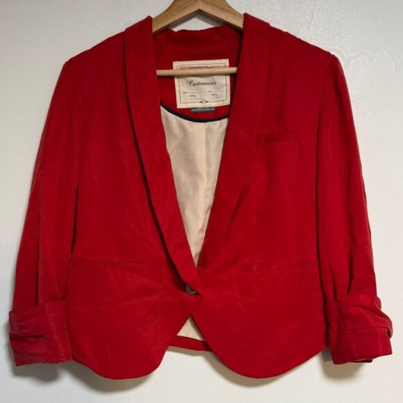 Cartonnier Red Velvet Blazer Women’s Size 2 - Picture 2 of 9
